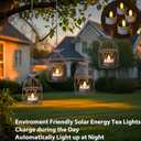 Solar Lanterns Outdoor Waterproof, Rust Iron Cage Candle Holder with Flickering Solar Powered Tea Lights, Hanging Solar Lights for Outside Tree Backyard Patio Garden Fence Decoration-4Pack