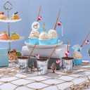 Soulchen 24 Pcs Mini Fishing Birthday Party Decorations Include 12 Fish Cupcake Pole Picks 12 Mini Tackle Bait Bucket 12 Bobber for Gone Fishing Theme Supplies Ocean Party Cake Decor