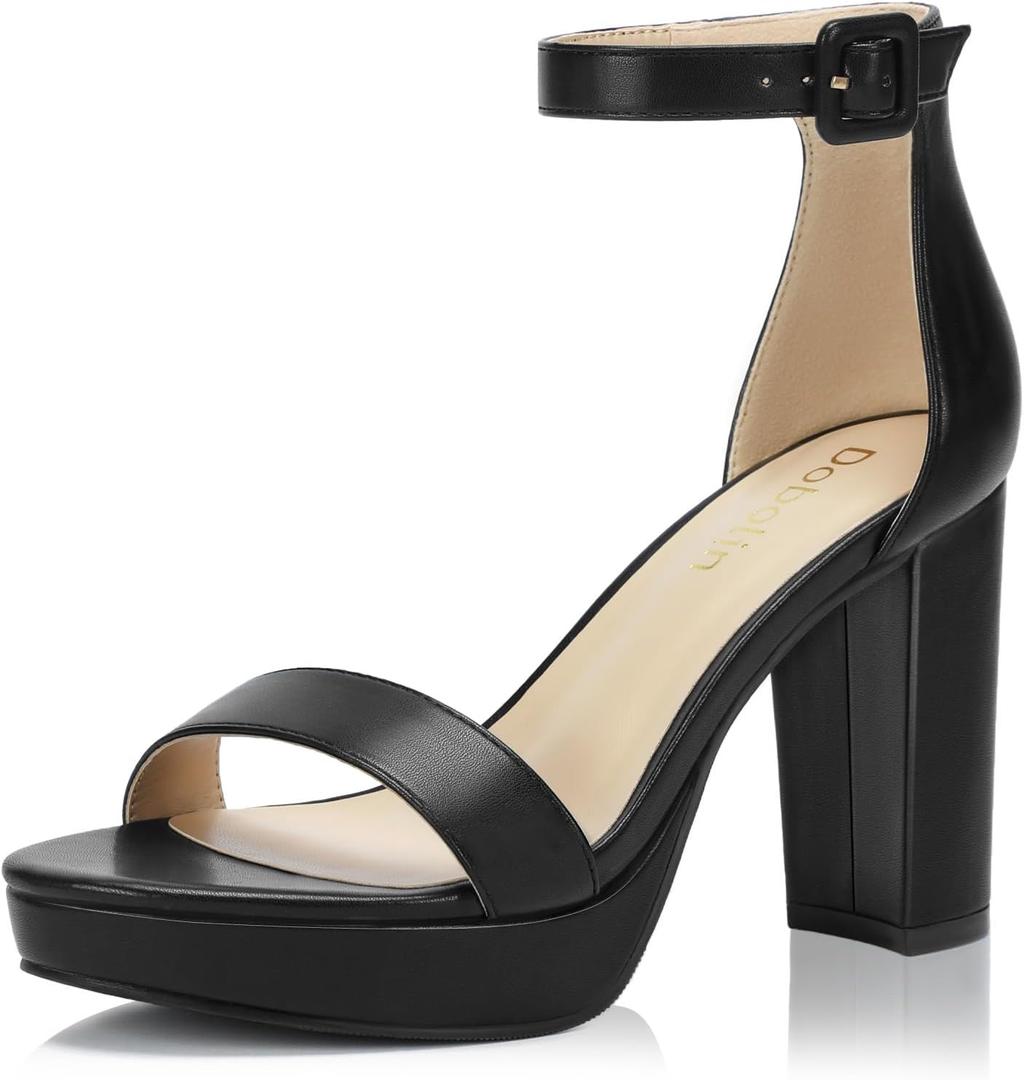 Platform Heels for Women 4-Inch Ankle Strap Open Toe Sandals Wedding Party Dress Shoes Wide Feet Friendly, Size 8.5W