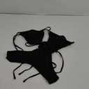 Meetall Cheeky High Cut Triangle Bikini Sets for Women Cute Halter Top Swimsuits 2 Piece (Large, Black)