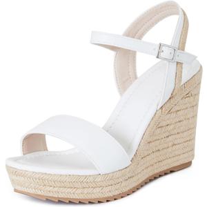 mikarka Women's Espadrille Wedge Sandals: Ankle Strap Platform Open Toe Wedges - Stylish High Heel Dressy Summer Wedges for Women, Inspired by Espadrilles 9.5