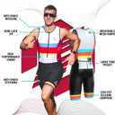 SLS3 Triathlon Suits Mens - Durable Sleeveless Tri Suit Men Triathlon Suit - Lightweight Trisuit with 2 Pockets for Storage (Racing Stripes, Small) 