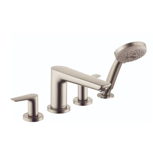 hansgrohe Talis E Modern 2-Handle 20-inch Wide Roman Tub Filler Freestanding Bathtub Faucetand Shower Set in Brushed Nickel, 71744821