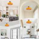 Orange Glass Flush Mount Ceiling Light Modern Close to Ceiling Light Fixtures with 11" Milk Glass Shade Dome Flush Mount Lamp Gold Brass Ceiling Lamp for Hallway Bedroom Kitchen Sink