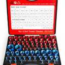 66-Piece Nut and Bolt Thread Checker Kit | 34 SAE (Blue) + 32 Metric (Red) Thread Gauges - Precision Bolt Size Finder for Tight Spaces, DIY & Professional Repairs