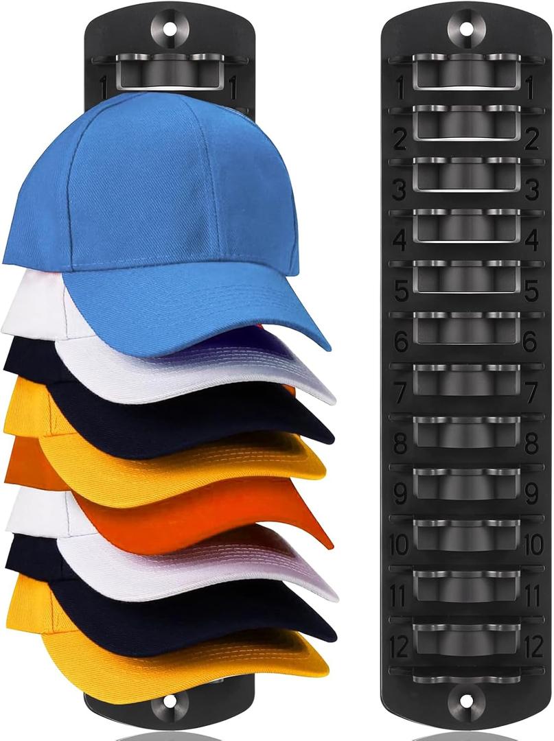 Hat Organizer for Baseball Caps, 1 Pack Hat Rack for Wall Strong Adhesive Hat Hanger Hat Hooks Stand Organizer Storage Holder Display for Door Closet Bedroom