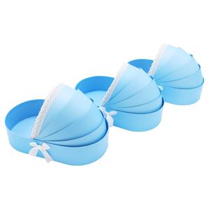 Baby Gift Basket Bassinet Shape Box, 3pc Pack, Floral Sweet Dipped Strawberries, Baby Shower Gender Reveal Party (Blue, 14.3"Lx8.5"Wx3.2"H)