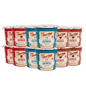 Bob's Red Mill Oatmeal Cup Variety Pack (Classic, Maple, Apple), 1 cup (Pack of 12) - Non GMO, Whole Grain, Kosher, Best By: 10/22/2025
