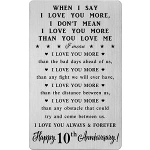 CPLJW 10 Year Anniversary Card Gifts for Women, Ten Tenth Anniversary Romantic Gifts for Him, 10th Wedding Wallet Card Gift