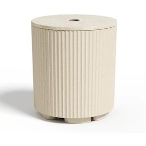 Diyfire Umbrella Side Table, Umbrella Table with 1.9 Inch Hole, Heavy Duty Umbrella Stand Outdoor Base, Patio Fluted Umbrella Base, Pool Table Umbrella Holder for Deck, Poolside, Garden, Beige