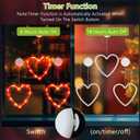 2 x 3Pcs Valentine's Day Window Lights, Red Heart Shaped Valentine's Day Window Decorations Battery Powered Hanging Romantic Lights with Suction Cup&Timer for Valentines Day Wedding Anniversary Home Decor