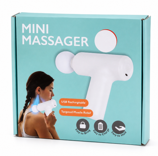 Mini Massage Gun with Brushless Motor Portable Handheld Deep Tissue Massager, Light & Palm-Size & Quiet, White