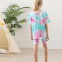 Girl 2 Piece Outfits Toddler Girl Clothes Oversized Short Sleeve T Shirt Active Running Bike Short Sets 5-12Y