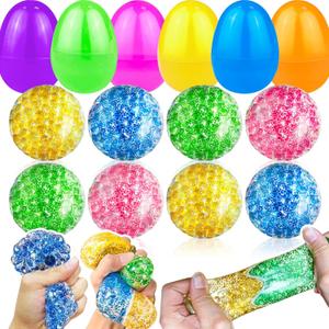 8 Pack Easter Squeeze Stress Balls - 3.4 Inch Large Easter Egg Fillers for Kids Basket Stuffers, Sensory Fidget Toys for Boys Girls, Easter Egg Hunt Prizes, Classroom Gifts