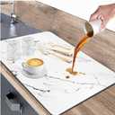 White Dish Drying Mat, 24"x16" Dish Draining Mat with Non-slip Rubber Backed, Absorbent Heat Resistant Dish Drying Mats for Kitchen Counter, Easy to Clean Coffee Machine Mats (White)