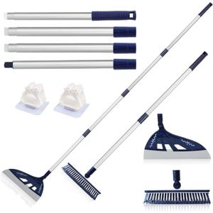 Magic Air Silicone Broom Sweeper, Multifunction Silicone Broom, Household Squeegee for Floor Cleaning, Bathroom, pet Hair, Blue Dog Brush Set (Blue)