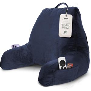 Nestl Reading Pillow for Bed, Back Pillow for Sitting Up in Bed, Navy Blue, Standard 18"