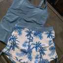 Girls Tankini Swimsuit 2 Piece Bathing Suits for Girls Square Collar Swim Tank Top and Drawstring Bottoms for 17-18Y