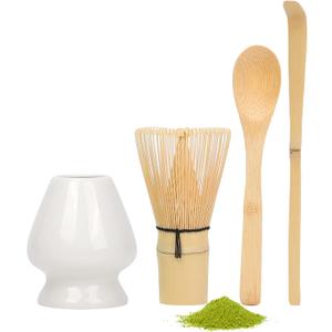 Matcha Whisk with Matcha Whisk Holder Bamboo Whisk Scoop Spoon Unique Gifts for Women Men Girl Friend Home Kitchen Decor Gifts for Tea Enthusiasts White