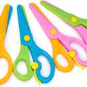 LOVESTOWN Toddler Safety Scissors, 4 PCS Blunt Tip Scissor Preschool Training Art Supplies for Kids, Anti-Pinch Design, Child Hand Eye Coordination Development, Playdough Tools Crafts Essentials (Blue,Orange,Pink,Green)