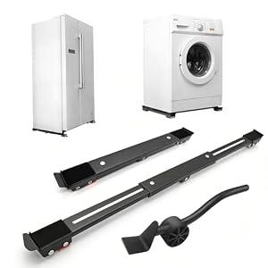 Appliance Dolly with Wheels, Adjustable Furniture Moving Rollers for Refrigerator and Washing Machine (Black)