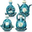 Briwooody 4 Pcs Sea Turtle Meditation Yoga Decor Office Beach Zen Room Decor Sea Turtles Yoga Figurines Coastal Ocean Beachy Bathroom Turtle Gifts for Women Yogis Home Office Decorations(Fashion)