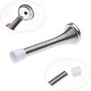 Kare & Kind 4X Spring Door Stoppers (Silver) - Screw-in Flexible Steel Stoppers with White Rubber Bumper Tips - Protect Walls from Bumps, Marks and Damages - Kid and Pet Safe - for Homes, Offices