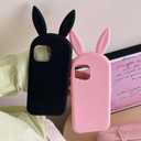 Bunny Case for iPhone 13 Pro Max Case, Cute 3D Pink Kawaii Long Rabbit Ears Silicone Fun Cartoon Rabbit Case Protective Cover for Women Girls