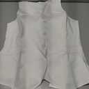 Tankaneo Womens Scoop Neck Blazer Vest Summer Linen Sleeveless Fitted Waistcoat Work Casual Cotton Suit Tops (White, M)