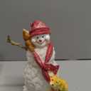 Napco Snowman with Woodland Animals - 15 Inch White Resin Glittered Holiday Figurine