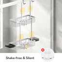 Over the Door Shower Caddy Hanging With Double Soap Holder Never Rust Aluminum Shower Shelf With 4 Hooks Hanging Bathroom Organizer No Drilling Shelves for Bathroom Storage Silver