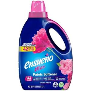 Ensueño Max Liquid Fabric Softener - Spring Fresh Scent - 125 fl oz - Color-Safe Fabric Softener Liquid - Softens 147 Loads - Reduces Wrinkles & Static