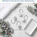 TJE Shower Curtain Hooks 12 Pcs, Resin Snowflake Rings, Rust-Resistant Bathroom Decor for Shower, Restroom, Bedroom & Living Room, White