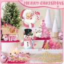 6 Pcs Christmas Table Decorations Pink Wooden Christmas Table Centerpieces Pink Xmas Decor Snowman Santa Claus Tabletop Sign Merry Xmas Ornament for Holiday Party Supplies