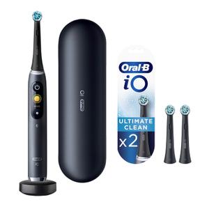 Oral-B Rechargeable Electric Toothbrush, iO9 Genius, 7 Cleaning Modes, Interactive Display, Charging Travel Case, Visible Pressure Sensor, 4 Brush Heads, Black