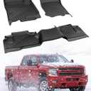 for Chevy Silverado & for GMC Sierra 1500 Floor Mats 2007-2013 (Only for Extended Cab); for GMC Sierra 2500/3500 2007-2014; All Weather Waterproof TPE Floor Mats for Chevy Silverado Accessories