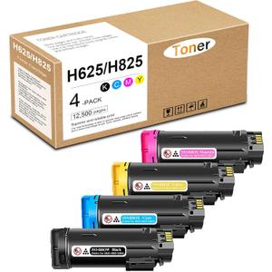 H625 H825 S2825 Toner Cartridge Black Cyan Magenta Yellow Replacement for DELL 593-BBOW 593-BBOX 593-BBOY 593-BBOZ H625cdw H825cdw Printer Ink, 4 Pack (1BK/1C/1Y/1M)