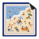 Blue Coastal Beach Mahjong Mat 31.5 x 31.5 in, Beach Gifts for Women, Coral Non-Slip Noise Reduction Mahjong Table Cover Accessories Supplies for Dominoes Poker Card Board and Tile Games Gifts