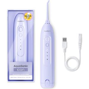 AquaSonic Icon Water Flosser for Teeth  Cordless Rechargeable Oral Irrigator  Waterproof, Portable Dental Cleaning with Jet Tip  Braces Home Travel - Lilac