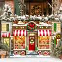 Merry Christmas Candy House Backdrop Banner 71x43 Inch Winter Holiday Storefront Scene with Gingerbread Window Display Large Christmas Decoration for Party Wall Indoor Use