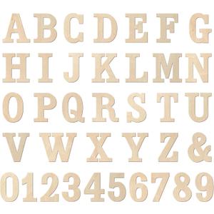 4 Inch 142 Pieces Wooden Letters & Numbers for Crafts Unfinished Wood Alphabet ABC & Numbers 0-9 for Wall Decor