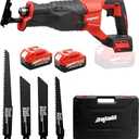 DOGTOOTH 21V MAX Cordless Reciprocating Saw Kit with 2 * 4.0 Ah Batteries for Wood & Metal Cutting, 3,000 Strokes Per Minute, Compatible with Makita 18V Battery include 4 Tool-Free Blades and Charger