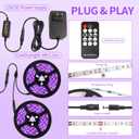 50 Foot Black Light Strip & Remote, 900LEDs, Dimmable 12V Flexible Black Lights for Glow Party, Bedroom, Halloween, Fluorescent Tapestry Poster, 3 Lighting Modes, Non-Waterproof