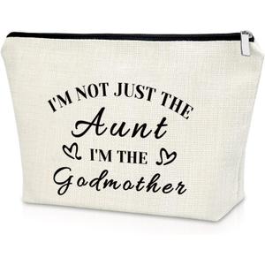 Sazuwu Godmother Aunt Gifts Godmother Gifts from Godchild Baptism Makeup Bag Aunt Christian Proposal Cosmetic Bag Birthday Christmas Mothers Day Present Travel Pouch