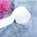 Curtain Pleat Tape - 12 Meters/13 Yards with 45 Stainless Steel 4 Prongs Hooks for DIY Pinch Pleat White