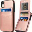 iPhone XR Wallet Case with Credit Card Holder for Women Men PU Leather Wallet Case for iPhone XR Case 6.1 inch (Rose Gold)
