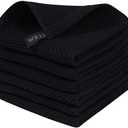 Homaxy 100% Cotton Waffle Weave Kitchen Dish Cloths, Ultra Soft Absorbent Quick Drying Dish Towels, 12 x 12 Inches, 6-Pack, Black