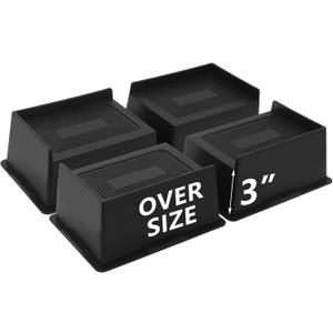 4 Pack Bed Risers 3 inch, Oversized Furniture Risers Heavy Duty, Extra Wide Bed Lifts Risers for Couch, Table, Sofa, Dorm Twin XL, Desk, Bed Frame Risers Supports Up to 6,500 Lbs