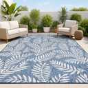 JONATHAN Y Palm Frond Indoor Outdoor Area Rug 8X10 Navy/Ivory, Nevis for Backyard, Patio, Porch, Easy-Cleaning, High Traffic, Pet-Friendly, Non-Shedding (SMB119B-8)