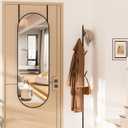 Hasipu 47 x 16 in Arched Over-The-Door Full-Length Mirror, Tempered Glass, Aluminum Frame Black